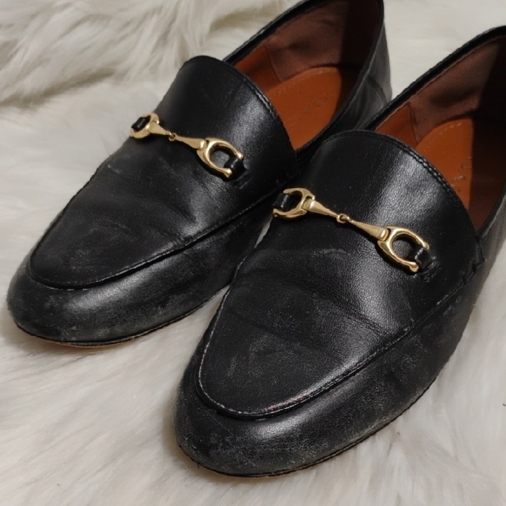 (#209) SALE! Coach Haley Black & Gold Loafers Sleek Design Sz.7.5 - Picture 3 of 14